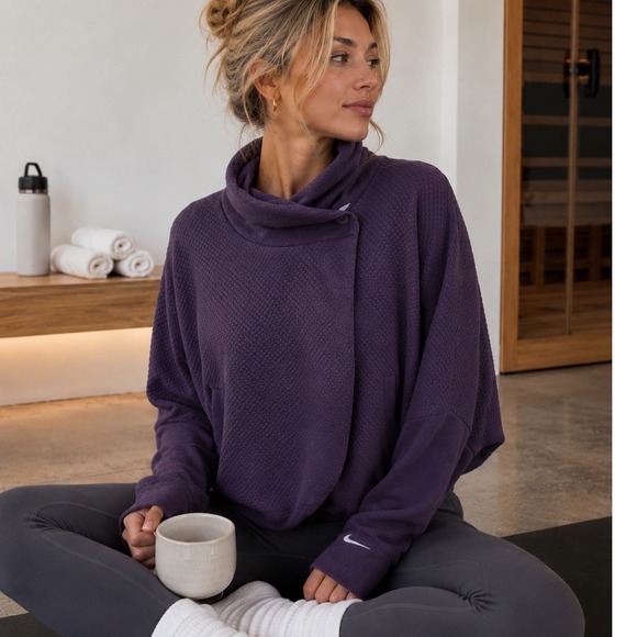 Nike Jackets & Blazers - Nike Dri-FIT Wrap Jacket Asymmetrical Cowl Neck Purple Size Medium Activewear